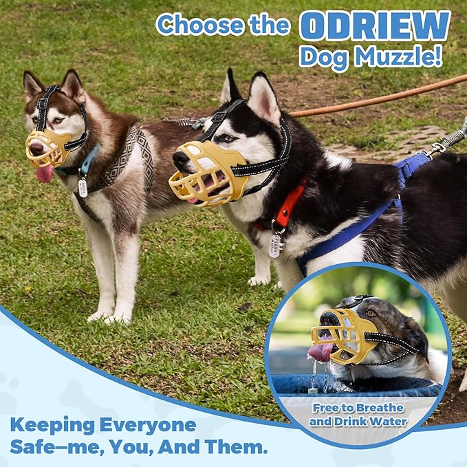 Dog Muzzle for Large Dogs, Breathable Basket Muzzles for Small, Medium and X-Large Aggressive Dog, Allows Panting Drinking, Suitable for Grooming Trimming Training (4, Luminous Orange)