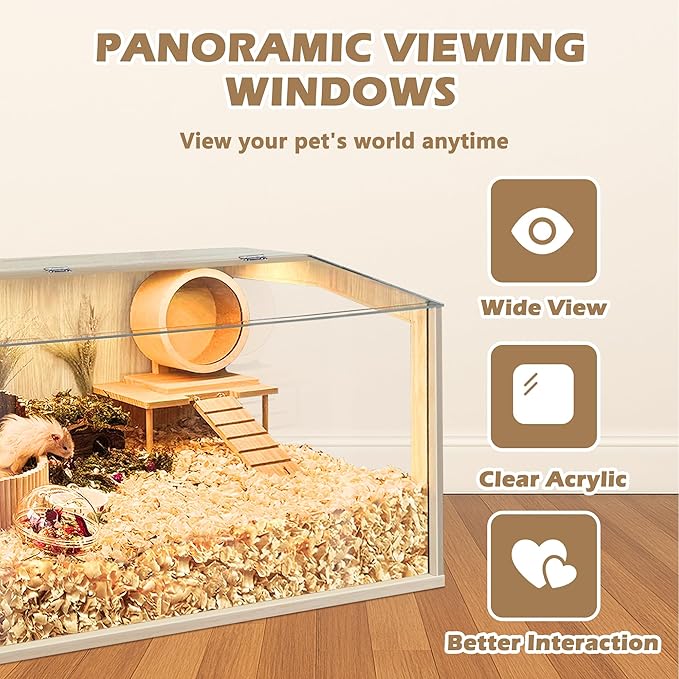 Prolee Hamster Cage Chew Proof, Guinea Pig Cages, Mice and Rat Habitat Openable Top, Hamster Habitat Solid Built