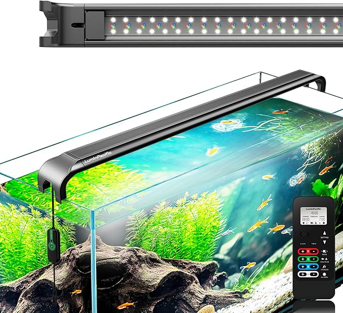 LED Aquarium Light with Remote, IP67 Waterproof Freshwater Planted Grow Light, Full Spectrum Fish Tank Light with Timer, Dimmable RGB+W, Upgrade Appearance, High Performance (24-29inch)
