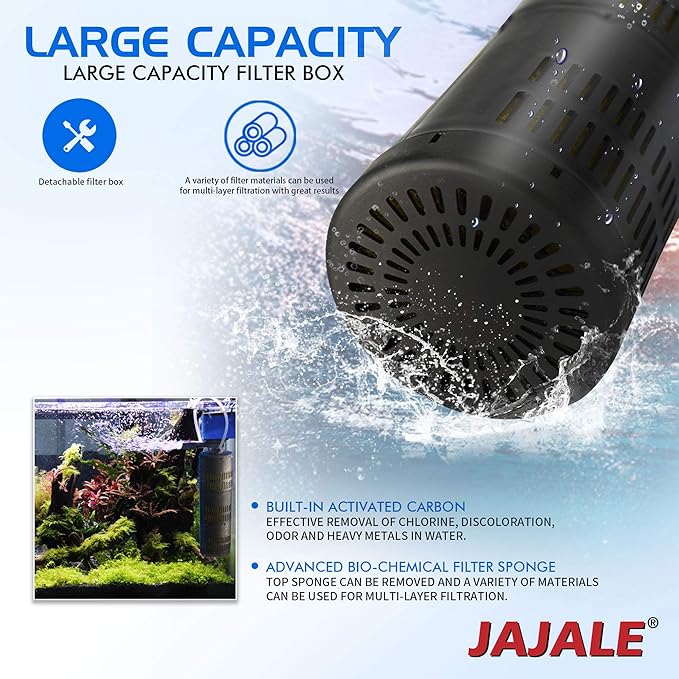 Water Pump 210 GPH 3-in-1 Submersible Internal Filter Aquarium Powerhead Water Pump Ultra Quiet for Aquarium,Fish Tank-3 Pack