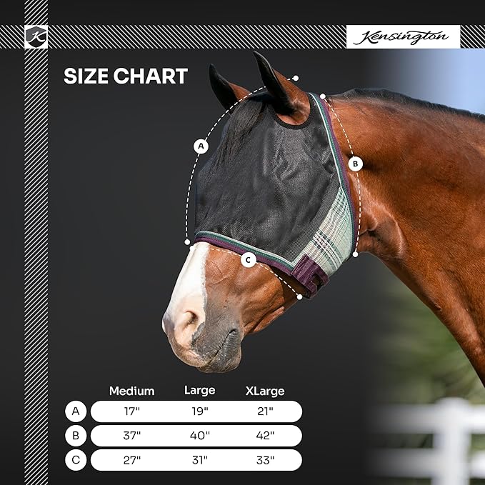 Kensington 90% UV Fly Mask CatchMask UViator - Without Ears & Forelock Freedom Web Trim Size: Medium Color: 2017 - Lavender Mint
