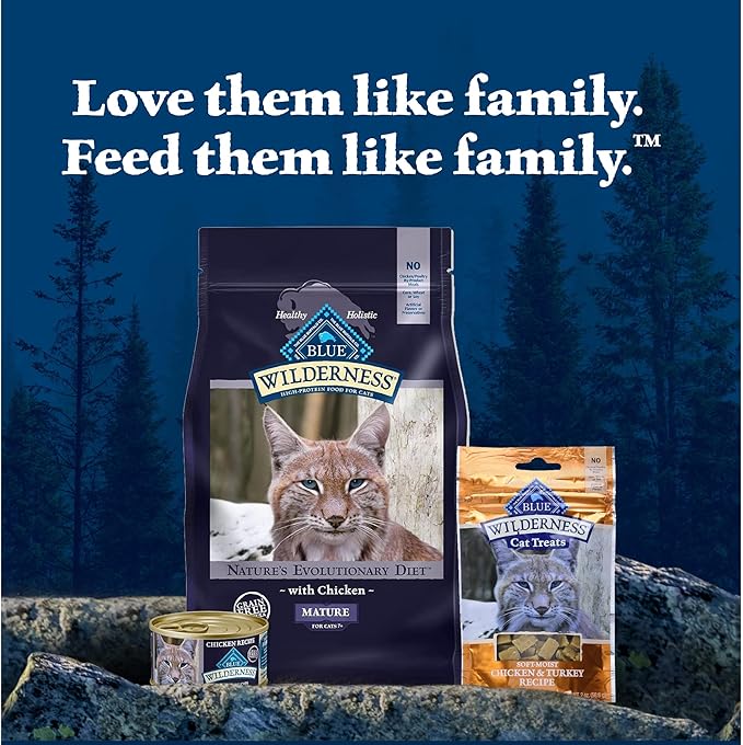 Blue Buffalo Wilderness High-Protein & Grain-Free Wet Cat Food Paté for Adult Cats 7+, Made with Natural Ingredients, Chicken Recipe, 3-oz. Cans (24 Count)