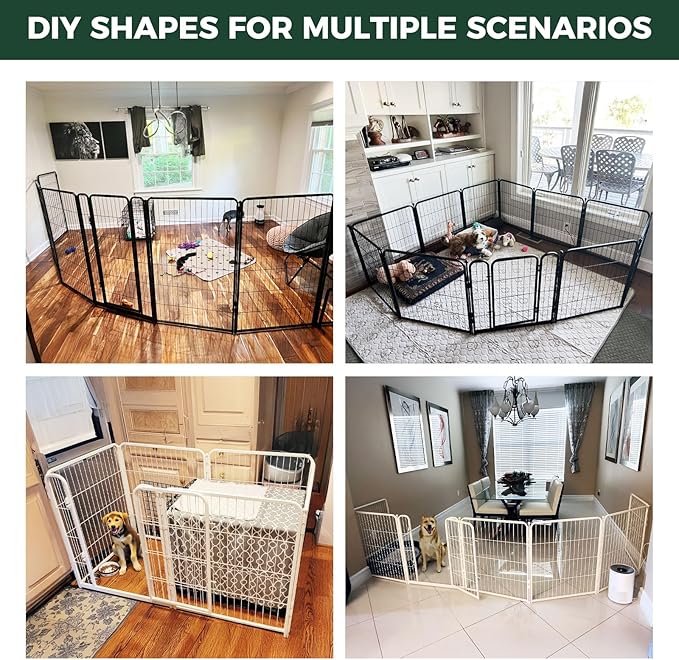 FXW Homeplus Unleashed Indoor Dog Playpen - Stress-Free and Safe Play, Heavy Duty 40 Inch 8 Wire Panels Dog Pen for Medium and Large Dogs, Black│Patented