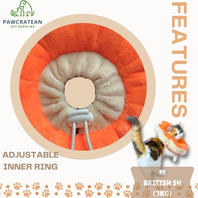 Adjustable Comfy Flower Style Elizabeth Collar for Cats Puppies Soft Recovery Cone Pet Protective Neck Collar (Orange, Samll)
