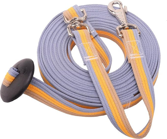 Cord Cotton Lunge Line with Rubber Stop，Equine Lunge Line for Horses with Swivel Bolt Snap，24 ft (Contrasting Colors, 24ft)