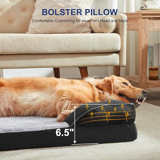FURTIME Orthopedic Dog Bed for Small Dogs - Washable Dog Sofa Beds Small, Supportive Foam Pet Couch Bed with Removable Washable Cover, Waterproof Lining and Nonskid Bottom, Black