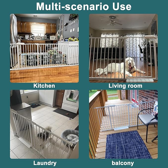 ALLAIBB Extra Wide Pressure Mounted Baby Gate Walk Through Child Kids Safety Toddler Tension White Long Large Pet Dog Gates with Extension for doorways Kitchen (33.86-38.58"/86-98cm)