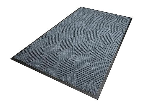 M+A Matting WaterHog Diamond | Commercial-Grade Entrance Mat with Rubber Border – Indoor/Outdoor, Quick Drying, Stain Resistant Door Mat (Bluestone, 6' x 6')