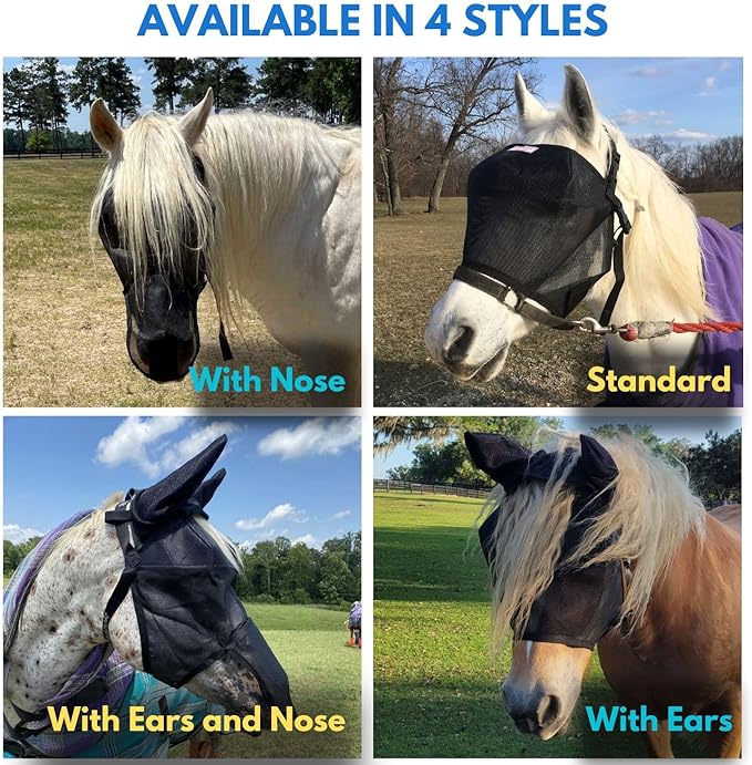 EquiVizor 95% UV Eye Protection (XL) Standard Horse Fly Mask - Help with Uveitis, Corneal Ulcer, Light Sensitivity. Designed to Stay On Your Horse.