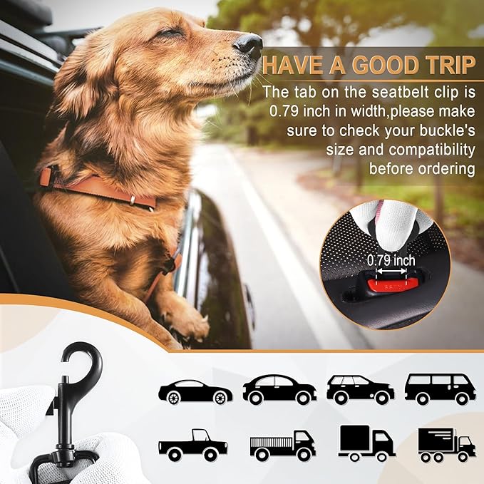 LivTee Dog Seat Belt for Car, Retractable Pet Safety Harness, Adjustable Nylon Dog Seatbelt Leash, Comfortable Dog Accessories for Vehicles (Light Pink-1PCS)