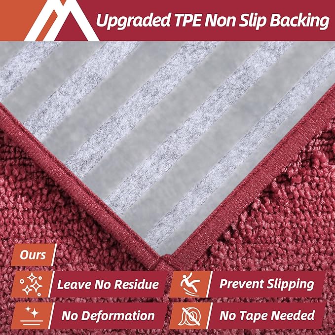 COSY HOMEER Edging Stair Treads Non-Slip Carpet Mat 28inX9in Indoor Stair Runners for Wooden Steps, Edging Stair Rugs for Kids and Dogs, 100% Polyester TPE Backing (10pc, Red)