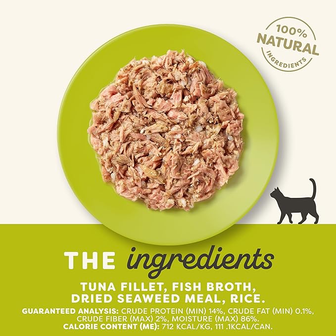 Applaws Natural Wet Cat Food, 24 Count, Limited Ingredient Canned Wet Cat Food, Tuna Fillet with Seaweed in Broth, 5.5oz Cans