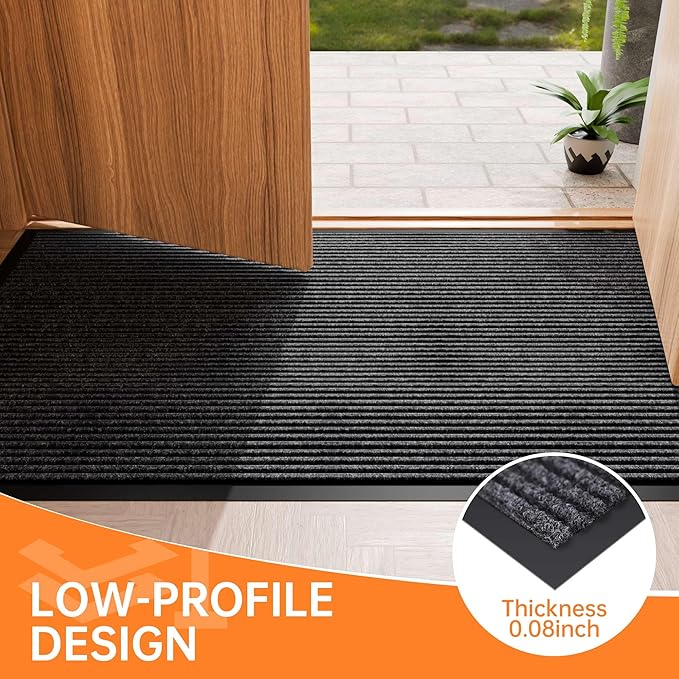 Indoor Outdoor Door Mat, 6’ x 4' Doormat for Entryway, Rubber Backing Non Slip Front Door Mat Outside Entrance, Super Absorbent Commercial Floor Mat for Home Office