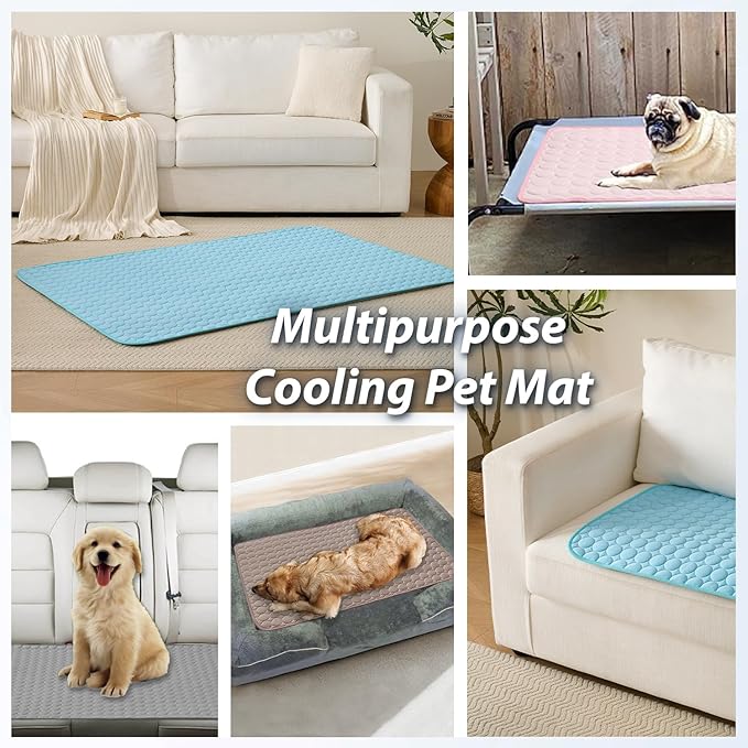 MICROCOSMOS Summer Cooling Mat & Sleeping Pad- Water Absorption Top, Materials Safe, Easy Carry, EZ Clean. Keep Cooling for Pets, Kids and Adults.(Blue, 19" x 15")