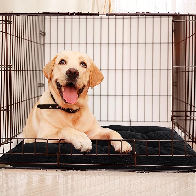 MABOZOO Chew Proof Indestructible Dog Beds for Aggressive Chewers,Durable Dog Crate Pad,Washable Tough Pet Mats for Kennel,Black,XL 28x41 in