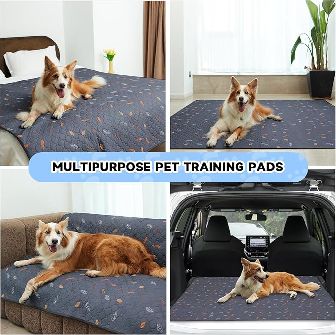Sunheir Washable Pee Pads for Dogs Large 48" x 48" 2-Pack Reusable Puppy Pads Pet Training Pads, Absorb Dog Mats, Whelping Pad, Non-Slip Protects Against Urine Leakage (Leaves - Green, 48x48)
