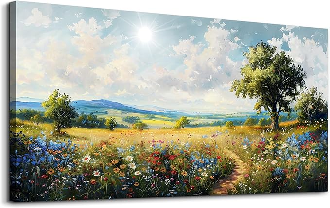 hyidecorart Nature Field Scenery Abstract Painting Large Wall Art For Living Room Bedroom Wall Decor Pictures Artworks Modern Wall Decorations For Office Canvas Prints Home Art Decor 24"X 48"