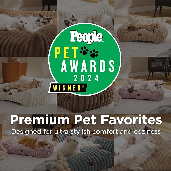 Bedsure Cute Dog Couch for Pets - Fluffy Dog Sofa with Premium Soft Corduroy Fleece, Pet Couch Bed with Washable Cover, Supportive Pet Sofa Bed for Medium Large Dogs, 36in, Copper Brown