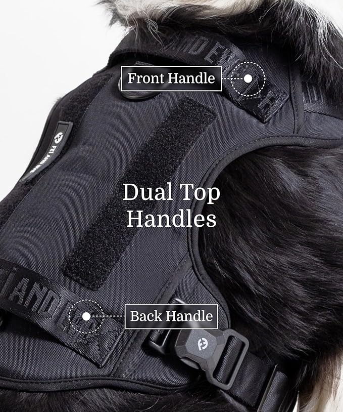 2025 New Edition, Fei & Eve MagEase Dog Harness - 3-Second Magnetic Buckles | 3-Point No-Pull Control | Heavy-Duty 900D Nylon | Dual Safety Handles | Breathable Mesh | Adjustable Fit | X-Large,Black