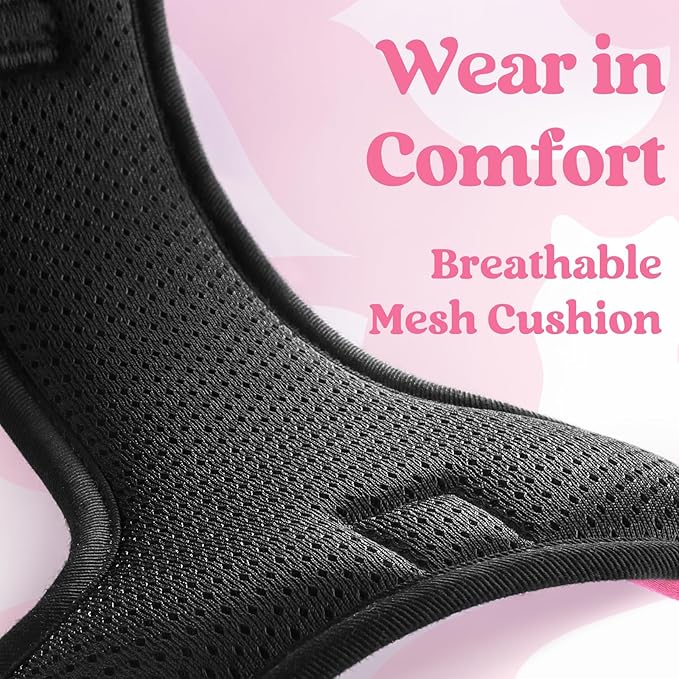 rabbitgoo Dog Harness Small Sized, No Pull Pet Harness with 3 Buckles, Adjustable Soft Padded Vest with Control Handle, Walking Reflective Pet Vest for Small Dogs, Rose Pink, S