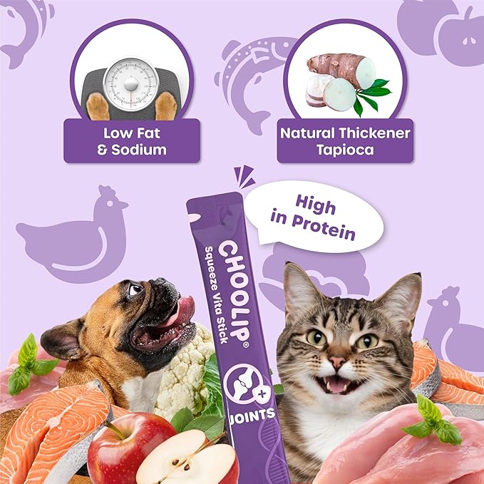 Squeeze Vita Stick Lickable Treats for Dogs & Cats. 7 Joint Support Sticks with Essential multivitamins. Soft and Tasty Paste for All Life Stages, Supporting Joints Health