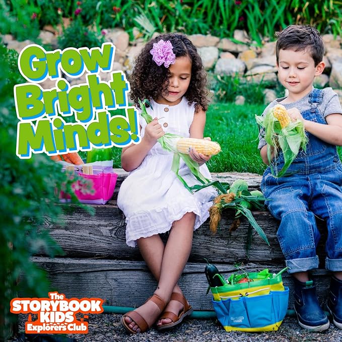 Pink Kids Gardening Tools - includes Sturdy Tote Bag, Watering Can, Gloves, Shovels, Garden Stakes, and a Delightful Children's Book "How to" Garden Tale - Kids Garden Tool set for toddler age on up.