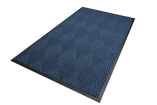 M+A Matting 208 Navy Polypropylene WaterHog Classic Diamond Entrance Mat, 8.4' Length x 3' Width, for Indoor/Outdoor