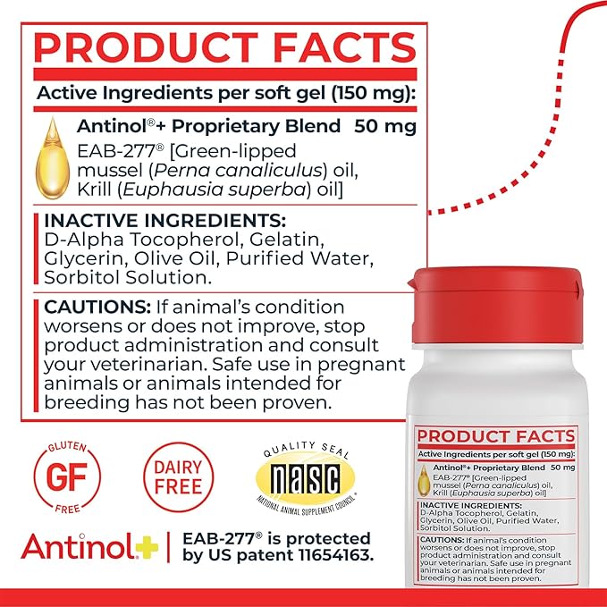 Plus, Mobility, Hip, and Joint Supplement for Dogs, Green-Lipped Mussels and Krill Oil - Dog Joint Supplement, Better and Faster Than Glucosamine and Chondroitin, 90 Soft Gels