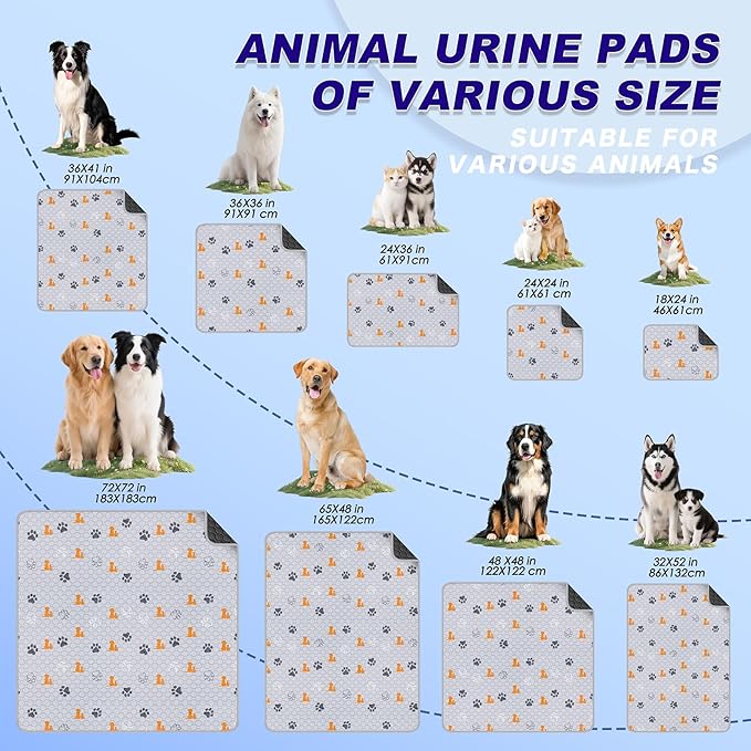 Washable Pee Pads for Dogs, 2 Pack Absorbent Reusable Training Dog Pads Pet Puppy Pads, Non-Slip Potty Pads for Whelping, Playpen, Crate, Bed, Orange, 24"x36"