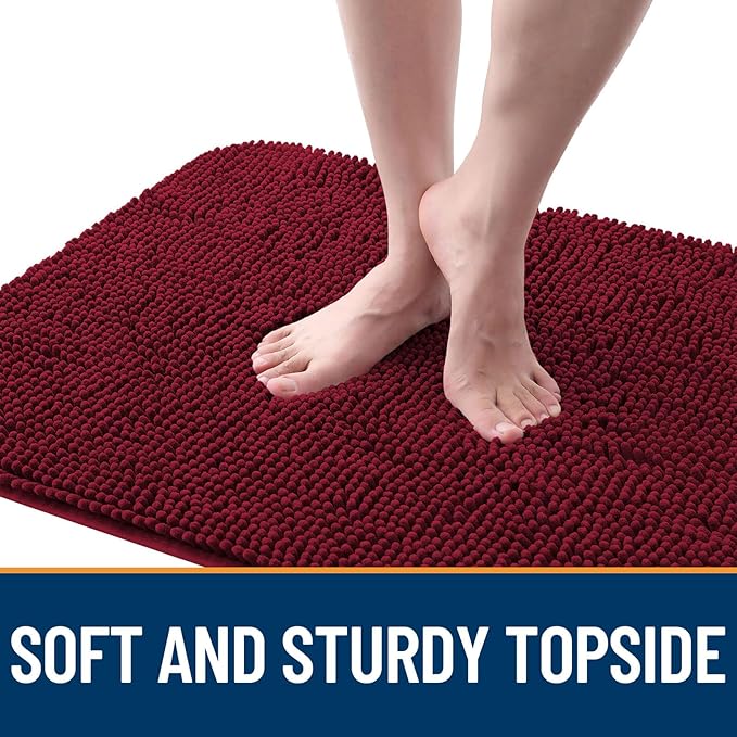 OLANLY Dog Door Mat for Muddy Paws 48x30, Absorbs Moisture and Dirt, Absorbent Non-Slip Washable Doormat, Quick Dry Chenille Mud Mat for Dogs, Entry Indoor Entryway Carpet for Inside Floor, Burgundy