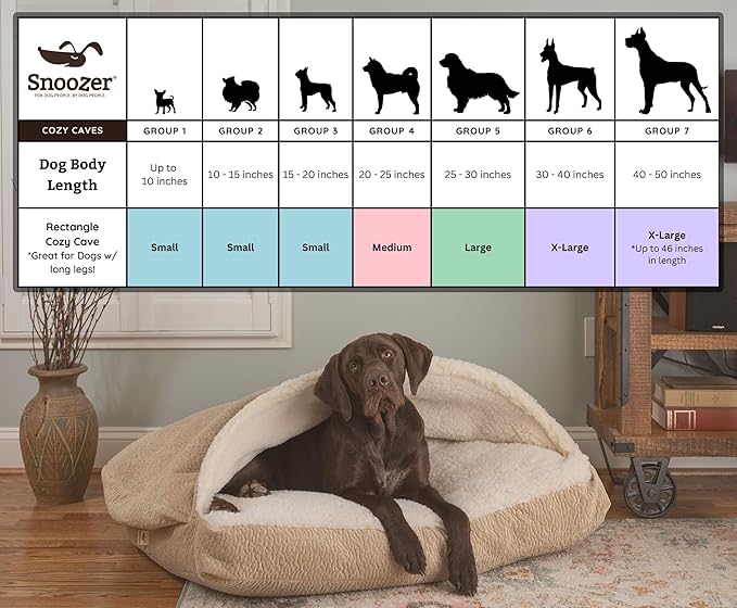 Snoozer Pet Products Luxury Rectangle Cozy Cave, Wag Collection, Small, Ramey Gray