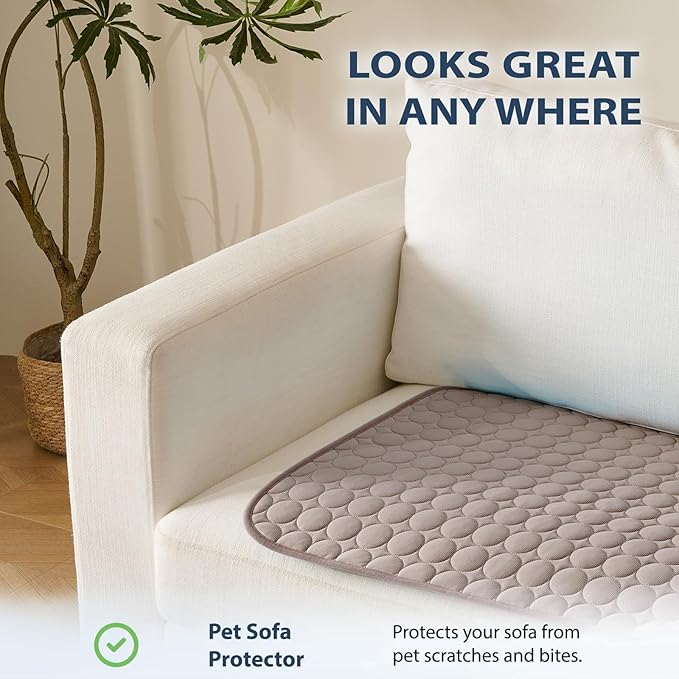 MICROCOSMOS Summer Cooling Mat & Sleeping Pad- Water Absorption Top, Materials Safe, Easy Carry, EZ Clean. Keep Cooling for Pets, Kids and Adults.(Brown, 36" x24")