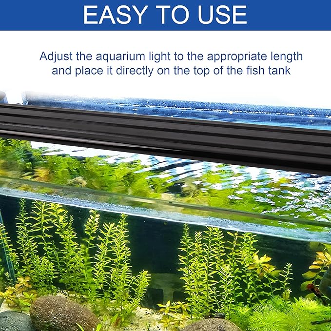Led Aquarium Light, Full Spectrum Fish Tank Lights, 40 Gallon Freshwater Fishtank Hood Lighting for Grow Fish, Plants, Adjustable from 36 to 44 Inch