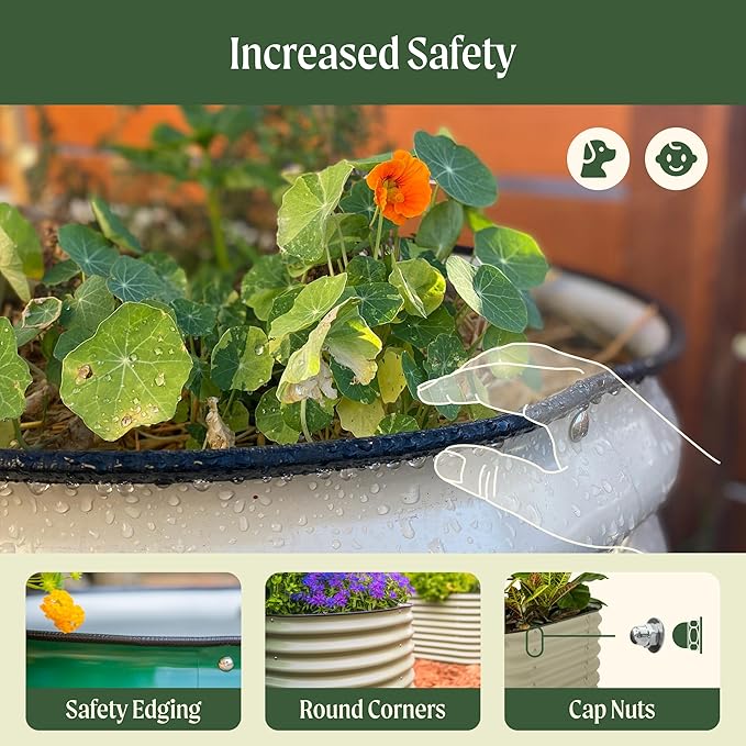 Vego garden Raised Garden Bed Kits, 17" Tall 9 in 1 8ft X 2ft Metal Raised Planter Bed for Vegetables Flowers Ground Planter Box-Modern Gray