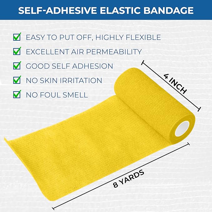 Self Adhesive Bandage Wrap - Pack of 08 Assorted Colors, Non-Woven, Breathable & Water-Resistant Vet Wrap for First Aid, Sports Injury, Body Sprains, & Pets (3 Inch Multicolor - 8 Pack)