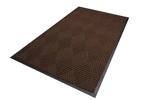 WaterHog Diamond | Commercial-Grade Entrance Mat with Rubber Border – Indoor/Outdoor, Quick Drying, Stain Resistant Door Mat (Dark Brown, 6' x 12')