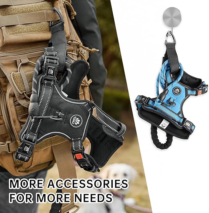 NESTROAD No Pull Dog Harness,Adjustable Oxford Dog Vest Harness with Leash,Reflective No-Choke Pet Harness with Easy Control Soft Handle for Large Dogs(X-Large,Blue)
