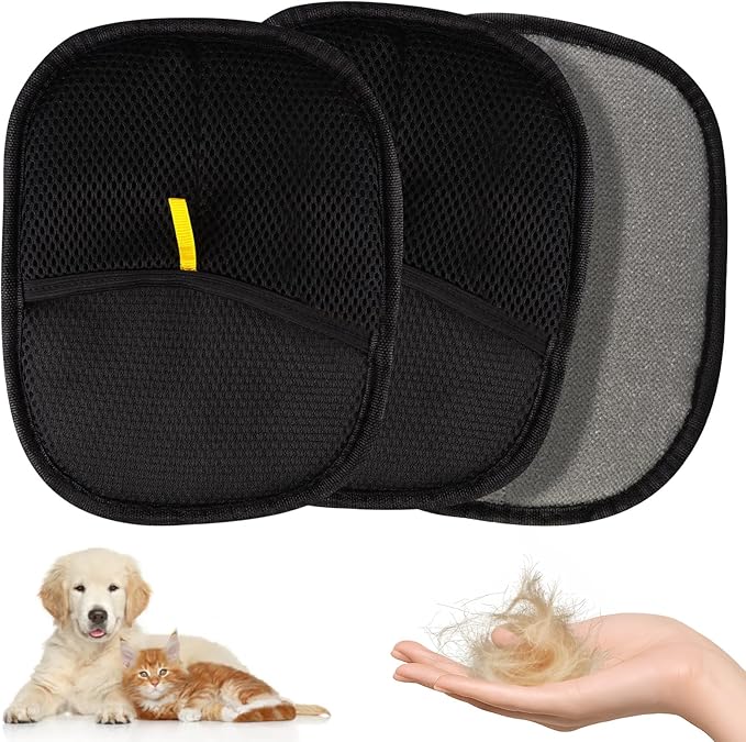 Pet Hair Removal Glove for Cats & Dogs, 3Pcs Upgraded Electrostatic Pet Hair Remover, Reusable Hair Remover Glove for Couch, Furniture, Carpet, Curtain