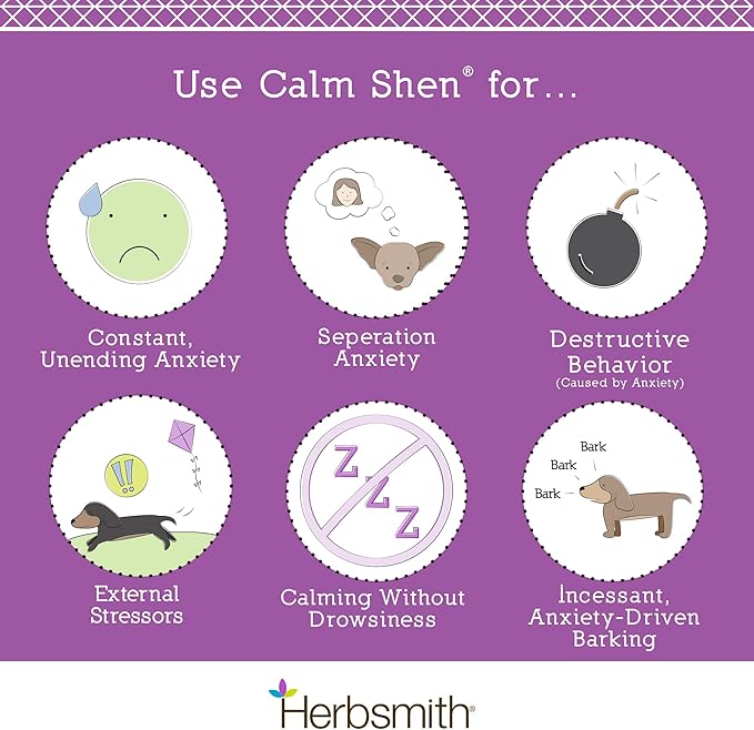 Herbsmith Calm Shen – Herbal Blend for Dogs & Cats – Natural Anxiety Remedy for Dogs & Cats – Feline and Canine Calming Supplement – 150g Powder