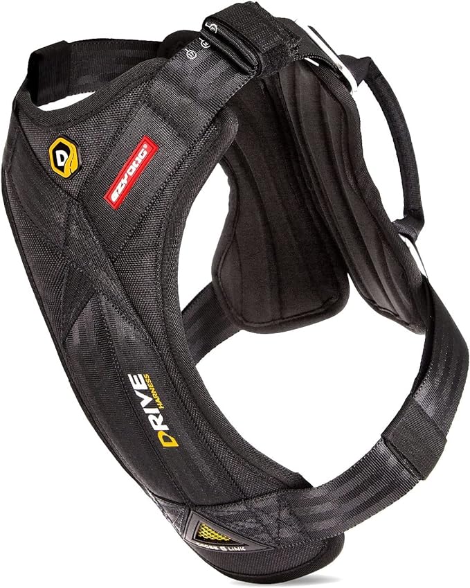 Ezydog Drive Dog Car Harness – Crash Tested and Certified (US-FMVSS 213) Dog Seat Belt Harness for Safe Travel, Adjustable with Padded Comfort (Medium)