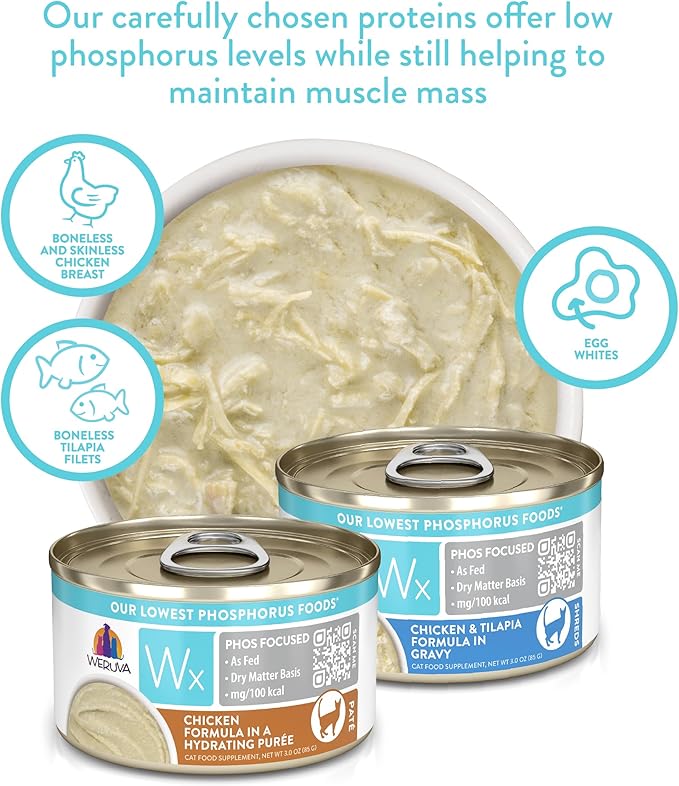 Weruva Wx Phos Focused, Chicken Formula in Gravy, 3oz Can (Pack of 12)