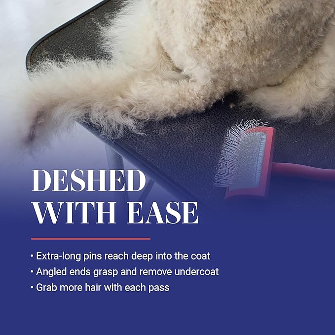 Chris Christensen Baby G Dog Slicker Brush for Dogs (Goldendoodles, Labradoodles, Poodles), Groom Like a Professional, Fluff Detangle Style, Saves Time Energy, Coral, Small