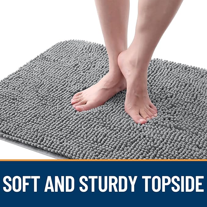 OLANLY Dog Door Mat for Muddy Paws 30x20, Absorbs Moisture and Dirt, Absorbent Non-Slip Washable Doormat, Quick Dry Chenille Mud Mat for Dogs, Entry Indoor Entryway Carpet for Inside Floor, Grey