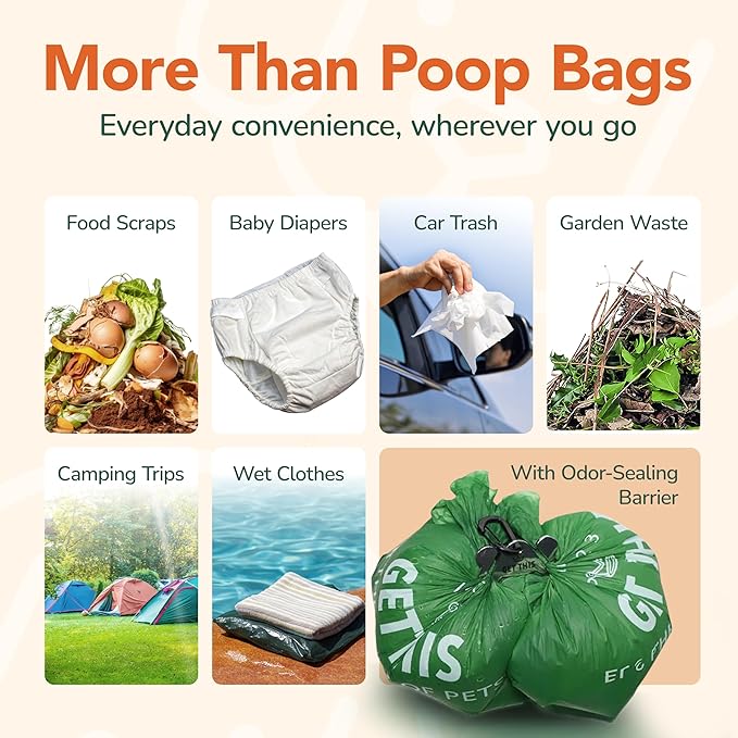 Biodegradable Dog Poop Bag - 90 Dog Waste Bags Total, Leakproof & Odor-Trapping, Durable Doggy Waste Bags – 6 Rolls (15 Pet Poop Bagі Per Roll), 13x9" Environment-friendly Potty Bags