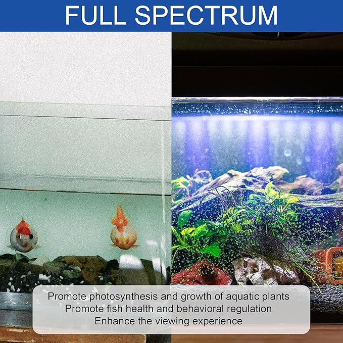 Led Aquarium Light, Full Spectrum Fish Tank Lights, 10/20 Gallon Freshwater Fishtank Hood Lighting for Grow Fish, Plants, Adjustable from 19 to 24 Inch
