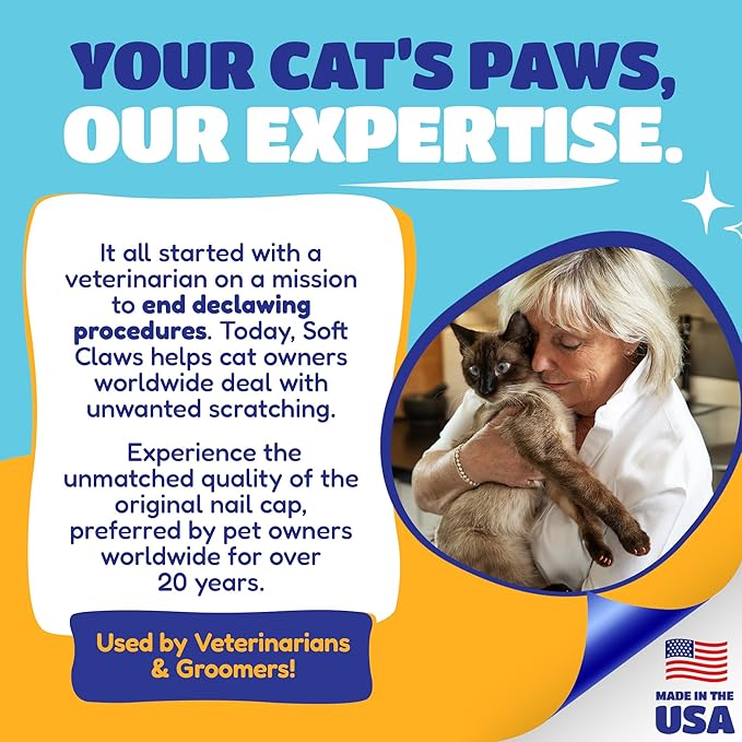 Soft Claws Cat Nail Caps for Large Cats – (40 Caps, Purple & Black) - Made in USA - Veterinarian-Developed | Protects Furniture & Skin - Easy to Apply, Long-Lasting Anti-Scratch Soft Cat Claw Covers