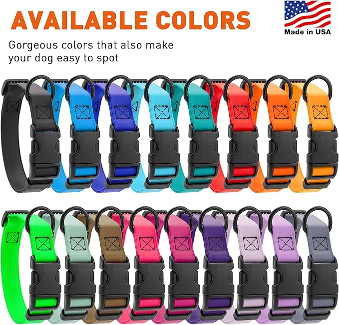 Dogline Biothane Waterproof Dog Collar with Quick Release Buckle Strong Coated Nylon Webbing with Odor- Proof for Easy Care Easy to Clean Fits Small Medium Large Dogs, Red 5/8" W 9-14" L