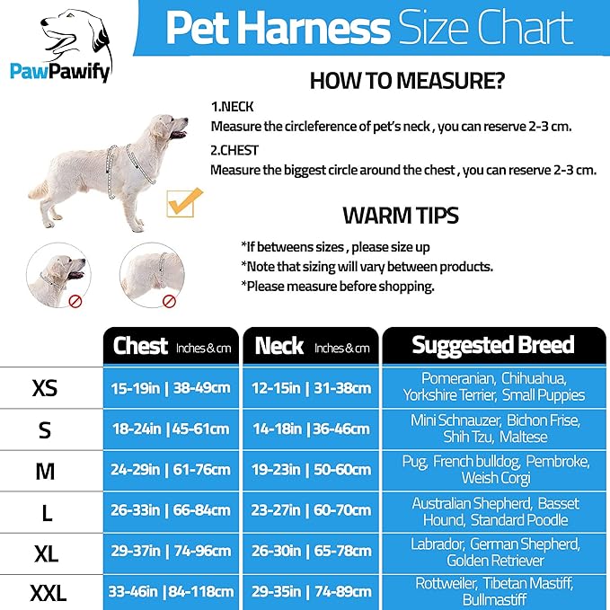 PawPawify Custom No Pull Dog Harness with Name and Phone Number, Heavy Duty Personalized Pet Vest to Prevent Tugging, Pulling, or Choking, Training and Walking (New Blue, M (20-40 LBS))
