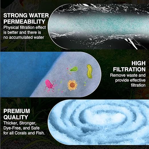 Big Kahuna Aquarium Filter Floss Rolls – 12-inch Pond and Aquarium Filter Media – 1-inch Thick Wet/Dry Aquarium Filter Pad – Bonded Filter Media Pad for Freshwater or Marine Aquariums, Ponds – 30ft