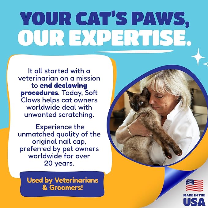 Soft Claws Cat Nail Caps for Small Cats – (40 Caps, Summer - Blue & Red) - Veterinarian-Developed | Protects Furniture & Skin - Easy to Apply, Long-Lasting Anti-Scratch Soft Cat Claw Covers